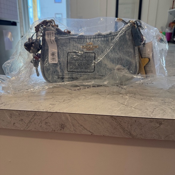 Coach Light Blue Denim Bag with Charms - Picture 2 of 2